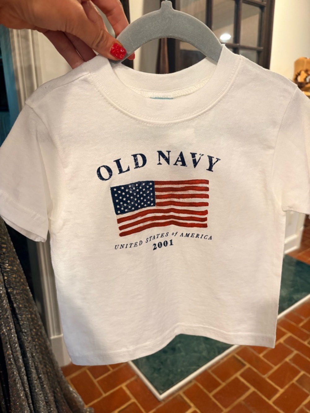 Old Navy White Kids Short-Sleeve Tee with Flag Graphic